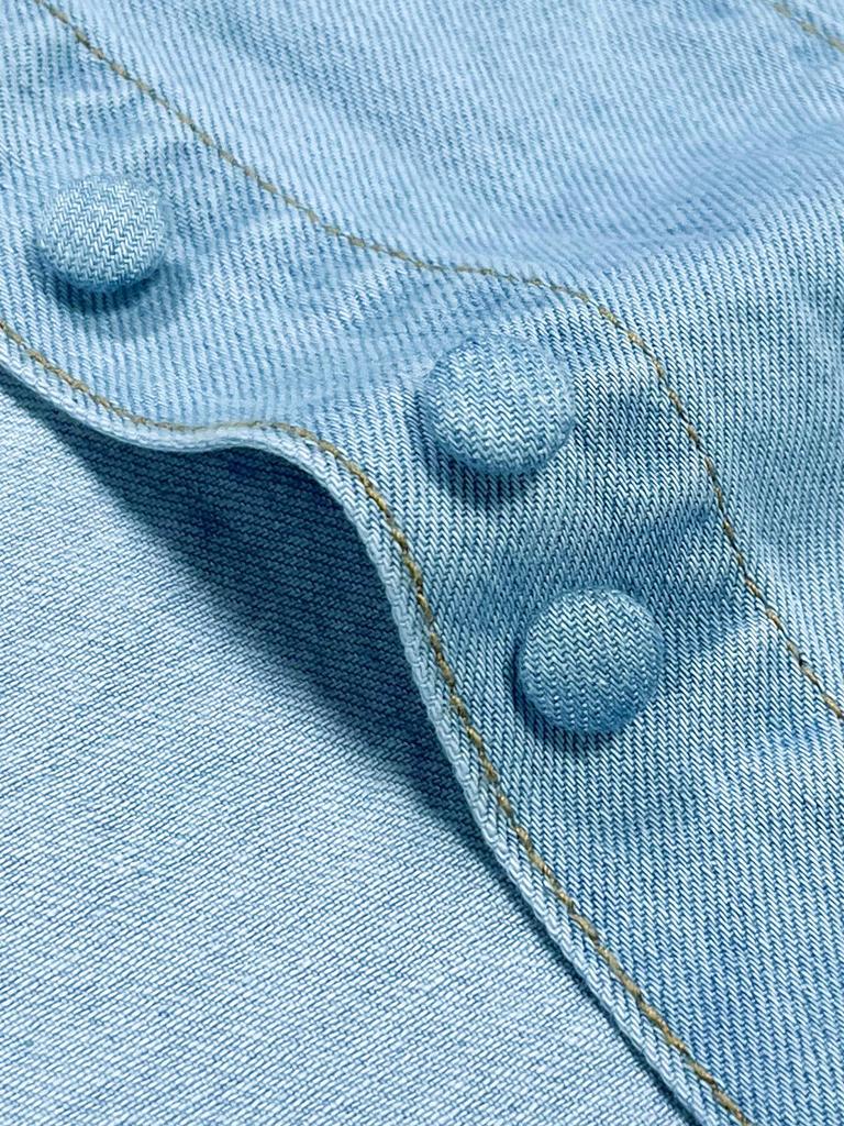 Women's Slim Fit Short-Sleeved Denim Shirt - Elegant, Versatile, and Stylish