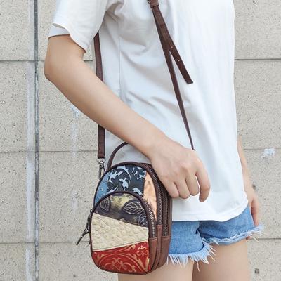 Ladies Handbag Genuine Leather Patchwork Bag Shoulder Bag Crossbody Colorful Leather Women's Bag