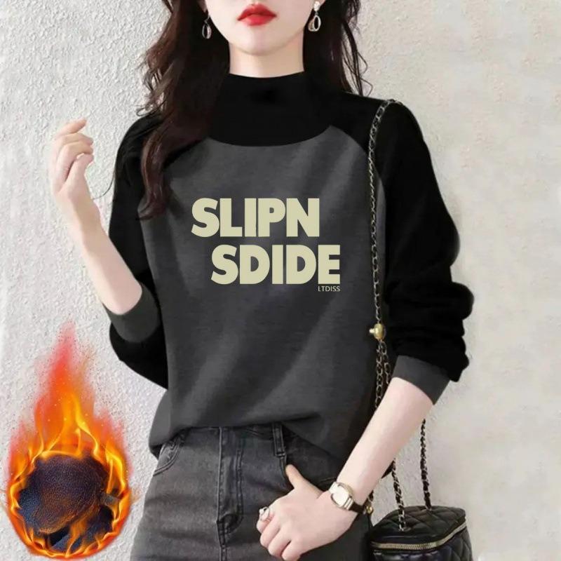 A Loose and Fashionable Long-sleeved Semi-high-neck Sweatshirt for Women, Which Is Slimming, Warm and Makes Them Look Younger