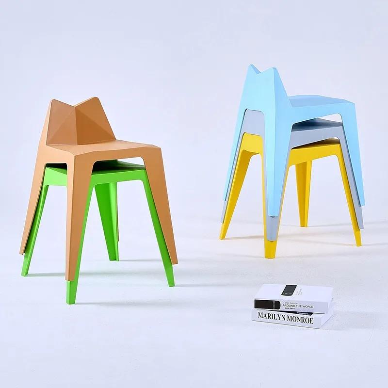 Plastic Stool Living Room Bedroom Waterproof Kitchen Plastic Stool Dining Chair Commercial Coffee Shop Bar Seating Household