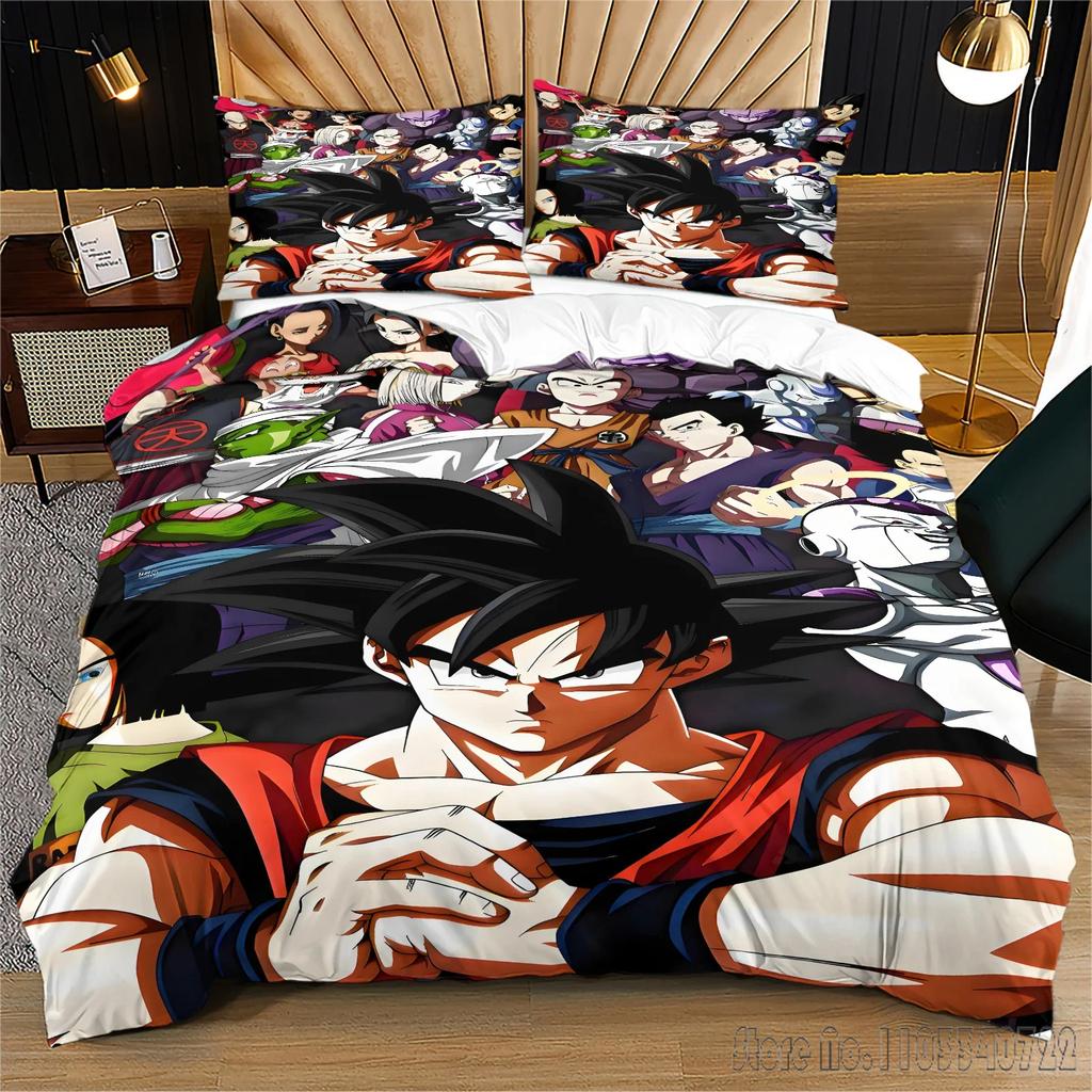 Anime 2D Pattern Dragon Ball Bedding Set Child Baby Duvet Cover Sets Bedclothes Twin Single King Kids Adult Gift