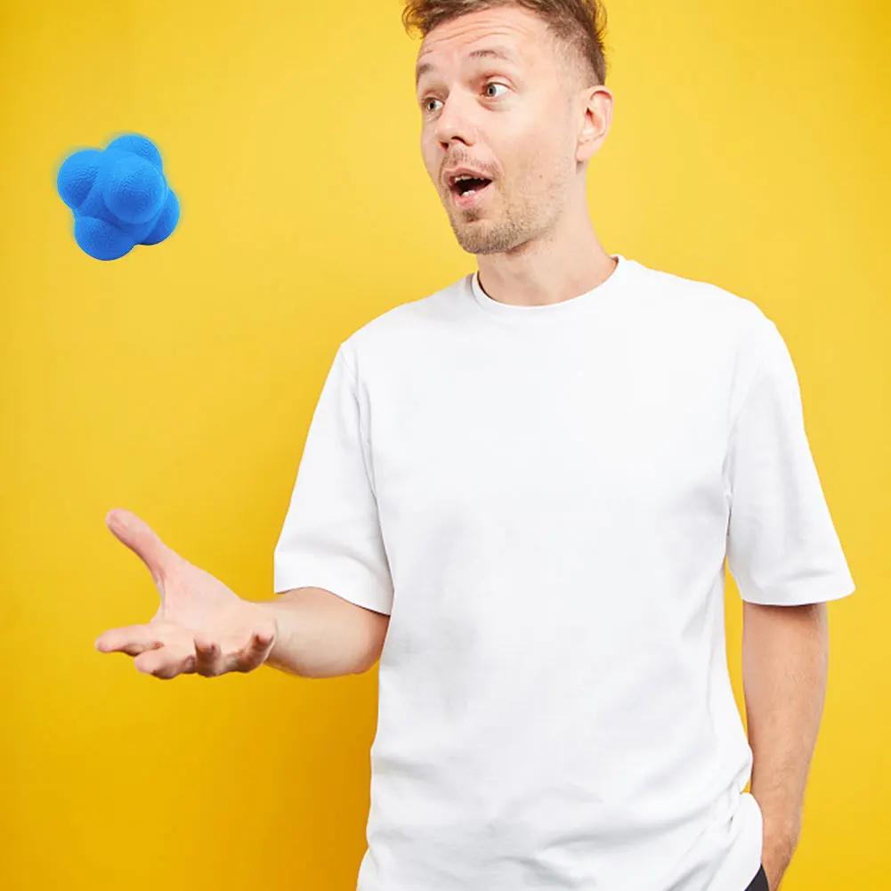 Hexagon Reaction Ball Professional Speed Agility Coordination Reflex Workout Fitness Training TPR Ball for Child Adult