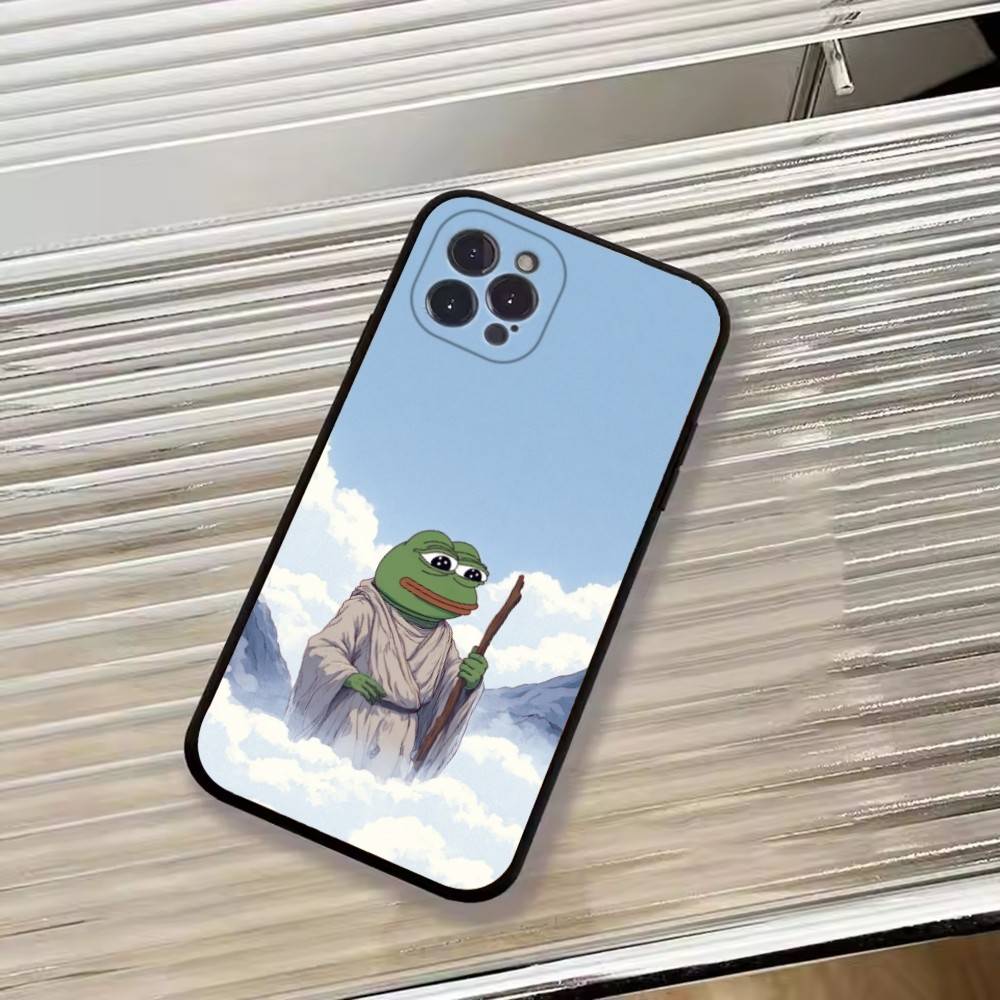 P-Pepe the Frog Funny Phone Case For iPhone 17,16,15,14,13,12,11 Plus,Pro Max,XS,Soft Silicone Black Cover iPhone16e