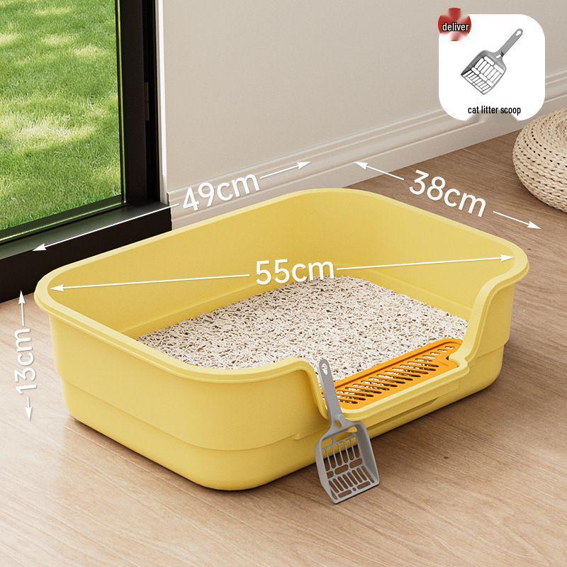Extra Large Splash-Proof High-Sided Cat Litter Box, Semi-Enclosed & Easy to Clean