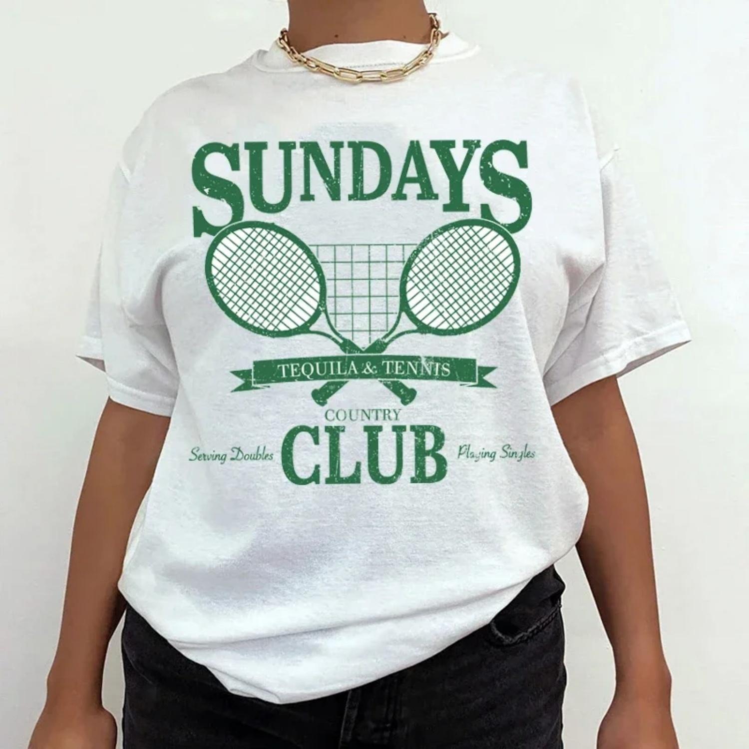 

4007 Sundays Club Cotton Material Retro Cute T Shirts O-neck Casual Summer Woman Tshirts Fashion Streetwear Kawaii Clothes XXXXXL білий