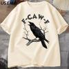 F Caw Funny Crow T-shirt Men Women Humor Unhinged Animal Shirt Loose Vintage Graphic T Shirts Cotton Comfortable Male Clothes