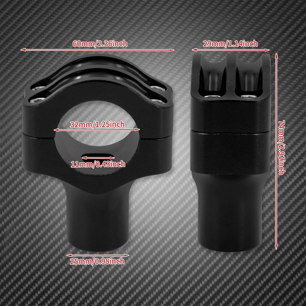 Motorcycle 1.25" Handlebar Riser Clamp Fit For Harley Softail Sportster XL Dyna Touring Road King (Black)
