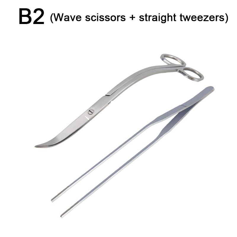 Aquarium Scissor Tools Set Wave Scissors Tweezers Plants Grass Stainless Cleaning Tools Fish Tank Shovels Aquarium Accessories