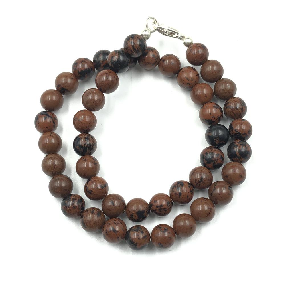 8mm Natural Mahogany Obsidian Gemstone Beads Jewelry Handcrafted Women Necklace 17-20" Gift For Birthday 8BN-16