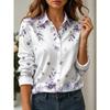 Floral Print Women Blouse Spring Autumn Femme Office Lady Button Up Turn Down Collar Shirts