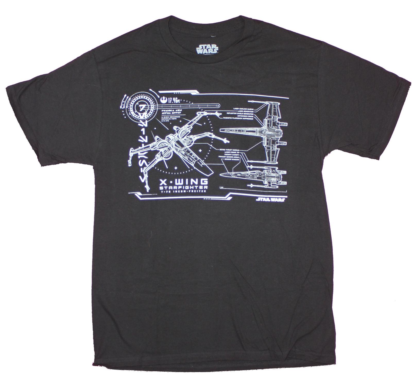 Star Wars Adult New T-shirt T65 XWing White Print Schematics Pic S