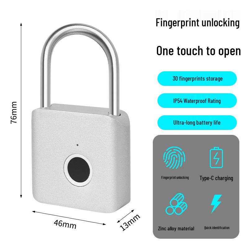 

Waterproof Smart Fingerprint Padlock: Rust-Proof, Electronic, Anti-Theft Lock for Outdoor Use