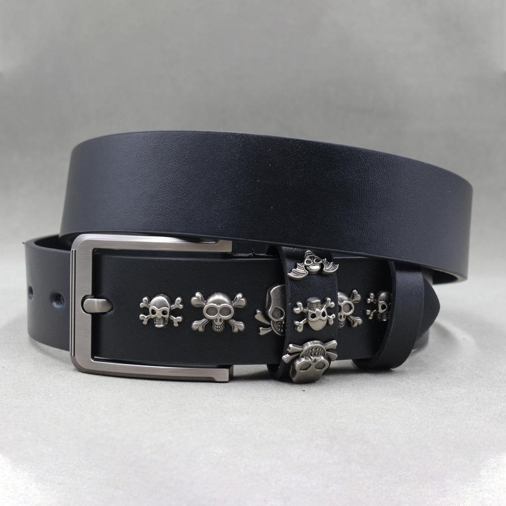 Fashionable and Versatile Retro Skeleton Rivets for Women's Belt European and American Punk Jeans Decorative Belt Men