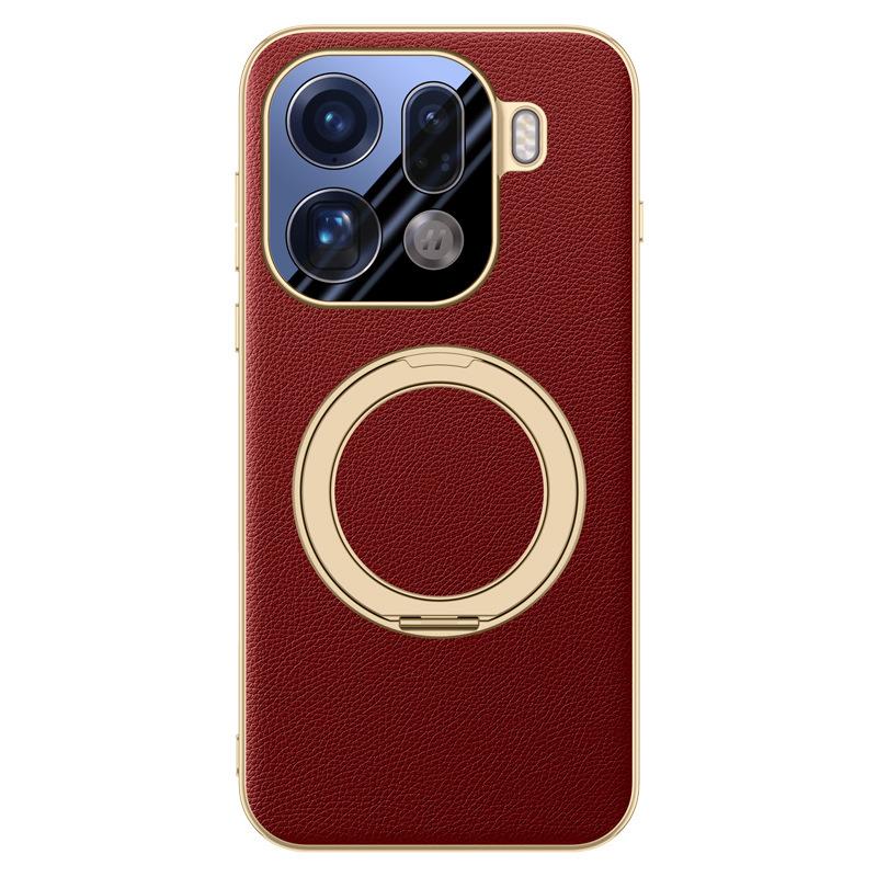 Applicable oppofindx9pro mobile phone case rotating bracket magnetic suction FindX9por electroplating anti-drop lens leather case