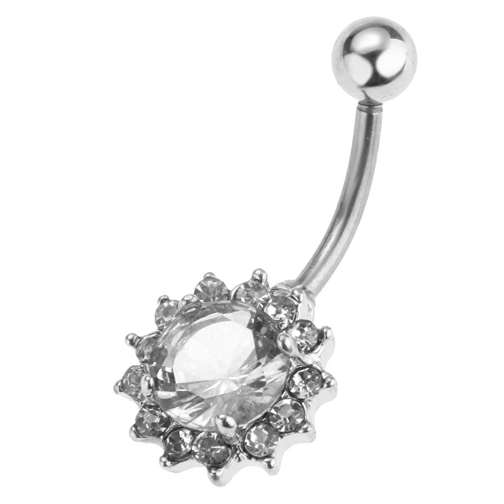 Buy Flower Belly Button Ring Navel Barbell Jewelry Body Piercing White