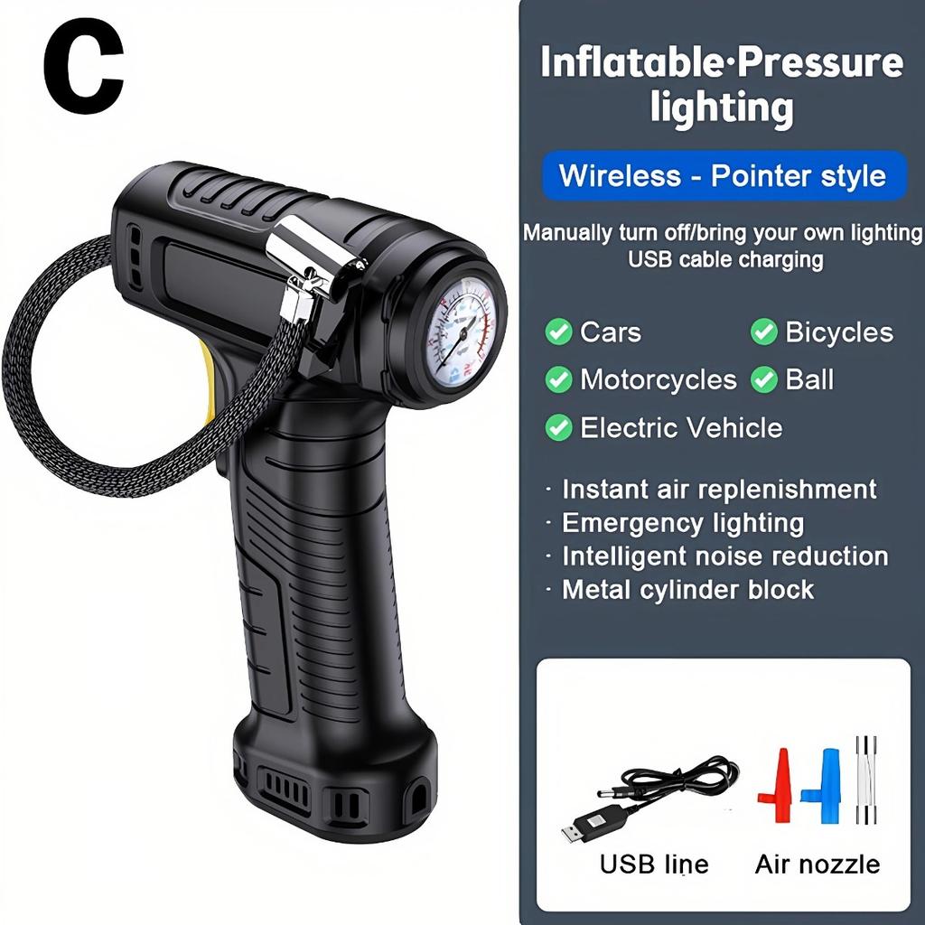 120W Handluftkompressor, kabellose aufblasbare Pumpe, tragbare Luftpumpe, Reifenfüller, digital, für Auto, Fahrrad, Bälle
