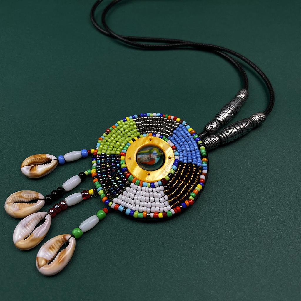 Ethnic Style Vintage Leather Necklace Long Fashion Bohemian Sweater Chain Fashion Clothing Accessories