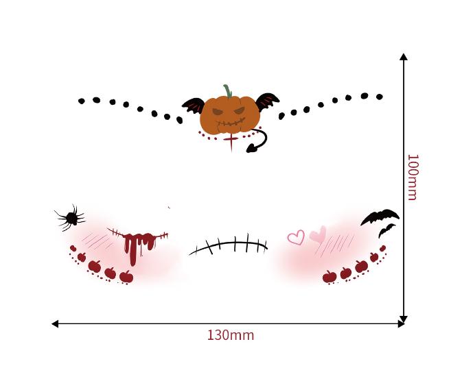 1set Halloween Face Tattoo Stickers Pumpkin Bat Star Moon Fake Freckles Temporary Tattoo Stickers for Music Party Festival Decor
