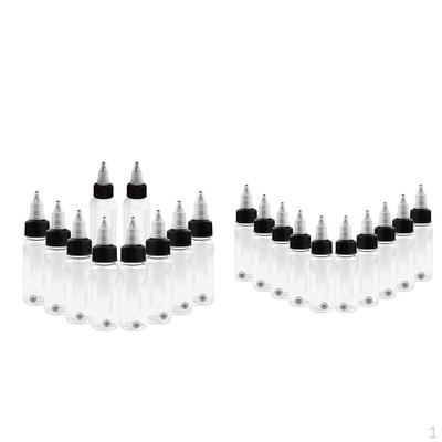 20x 30ml Recyclable Squeezable Clear Airbrush Ink Boston Bottles