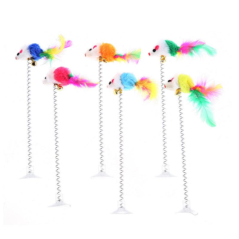

Suction Cup Mouse Cat Teaser with Bell - Elastic Self-Play Swinging Toy OPP Bag