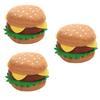 3x Dog Hamburger Chews Squeaky Squeaker Rubber Puppy Chewing