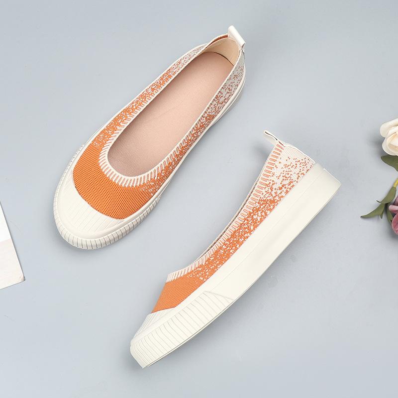 

Doudou shoes platform fisherman shoes single shoes women s woven breathable fly-knitted shoes lazy 35 жовтий