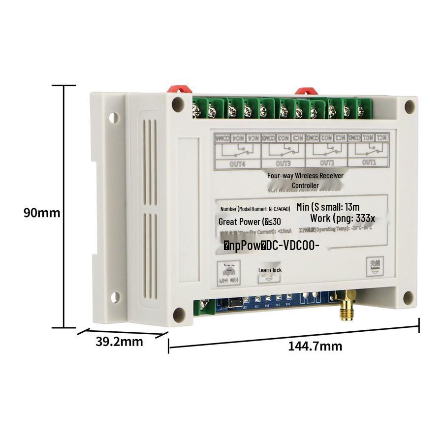 DC 12V-48V Wireless 4-Channel Remote Control Switch for Motor, Gate, and Lights