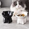 2pcs Set - Elegant Black/Pure White Elevated Pet Bowls with 15° Tilt – Anti-Spill Raised Pet Feeding Bowls,   Non-slip Cat Double Bowls with