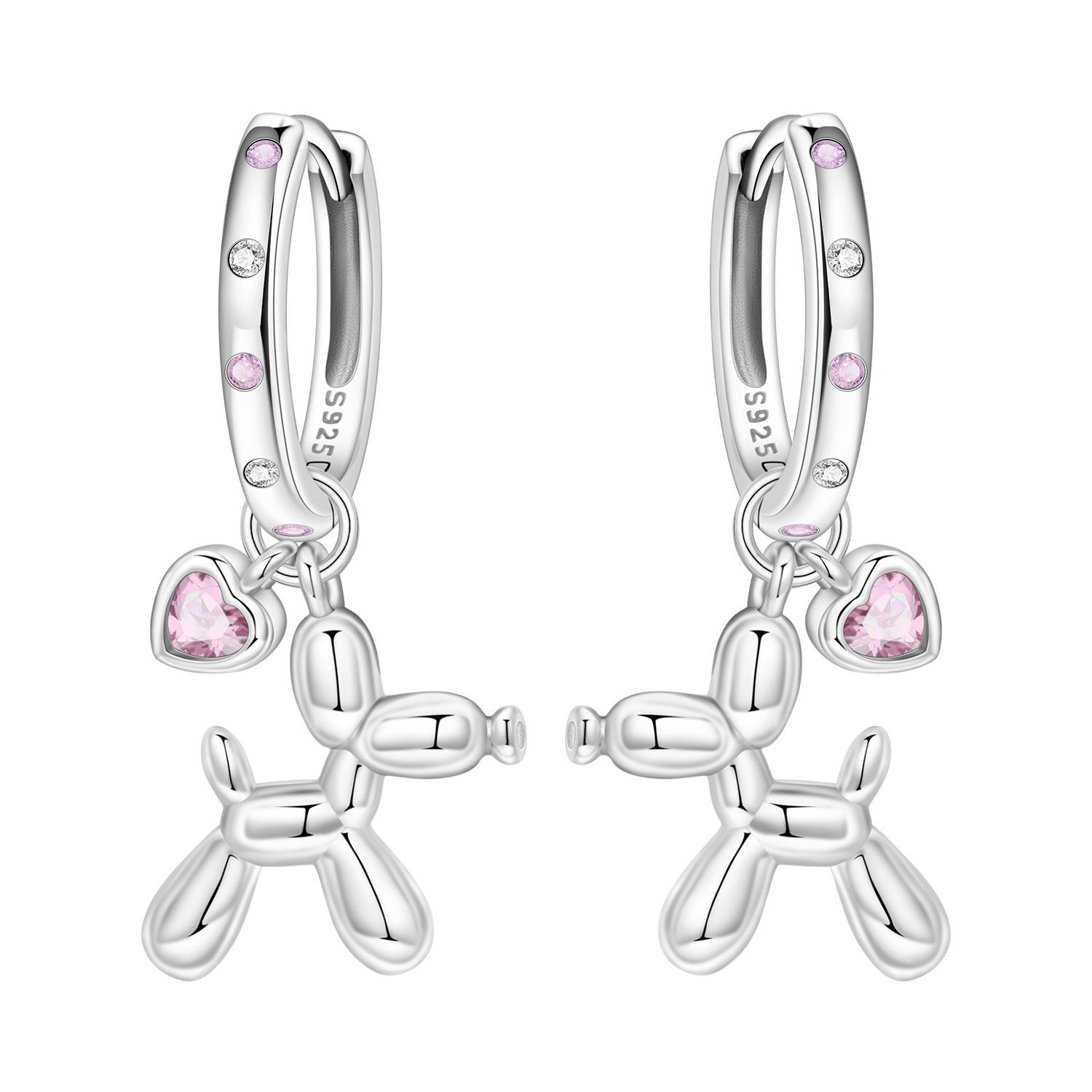 

Orstarry 925 Sterling Silver Pink Heart Balloon Dog Drop Earrings Women Earrings Birthday Party Fashion Jewelry Original Gifts