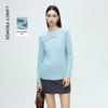 LANCY Women's V-Neck Knit Sweater with Hollow Design