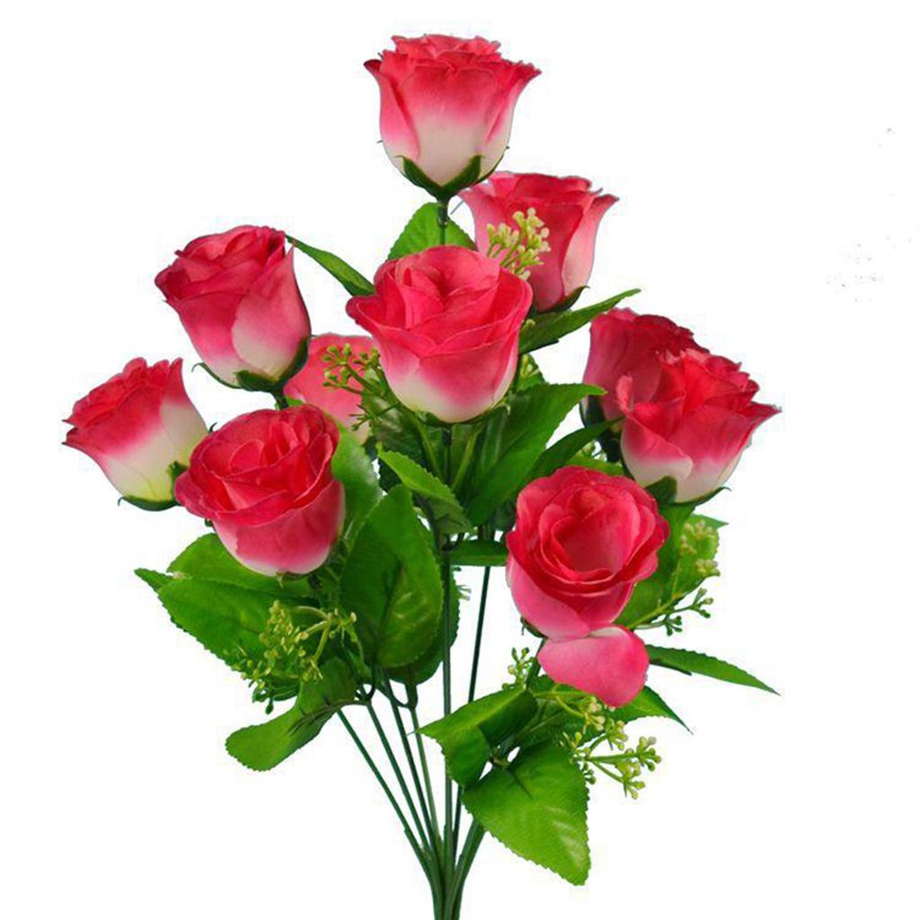 Graceful 10 Heads Fake Rose Bud Bunch for Wedding and Garden Decor