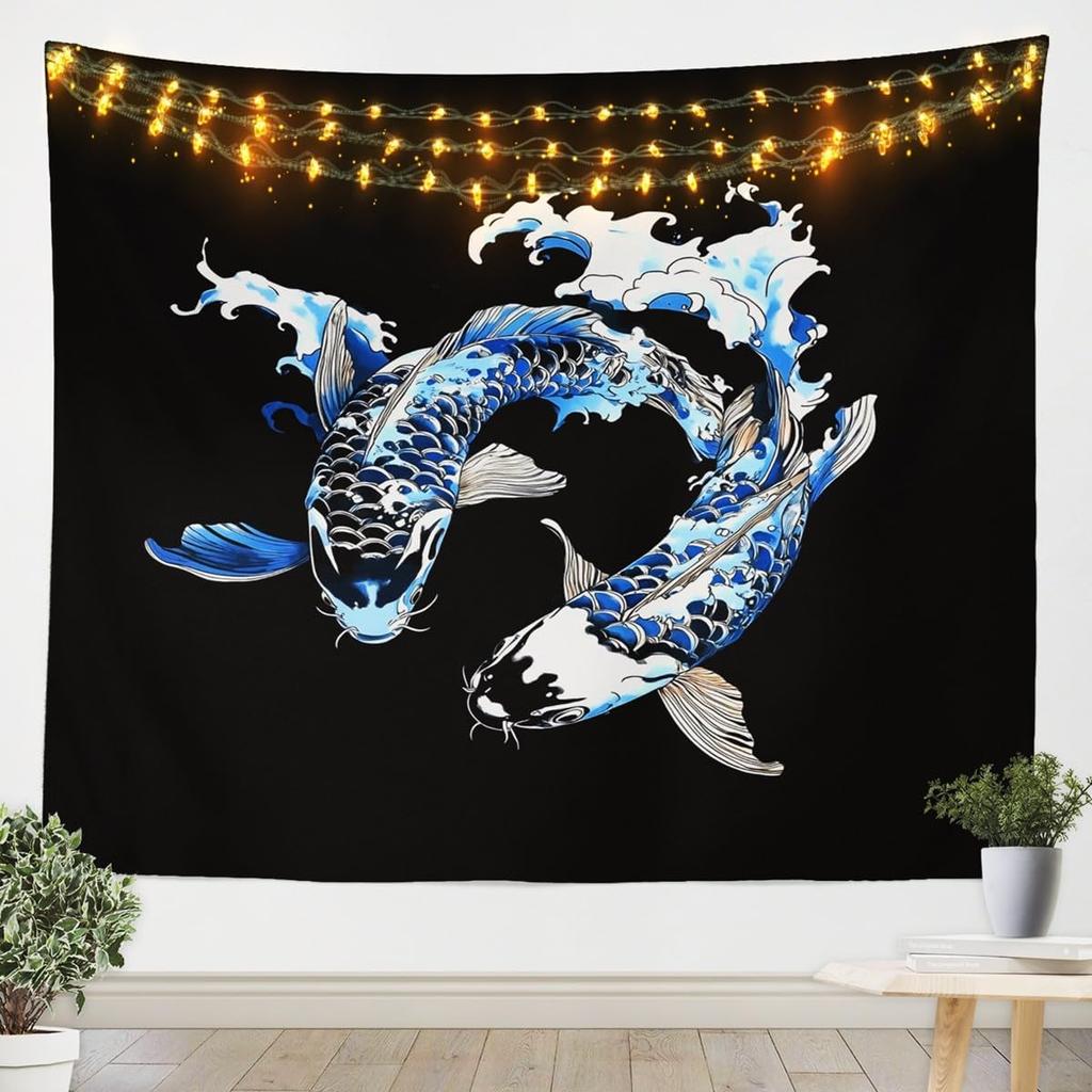 Japanese Wave Tapestry Kids Ocean Wave Sunset Wall Hanging For Boys Girls Teens Japanese Ukiyoe Mount Wall Blanket Sea Waves