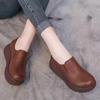 Soft Leather Wedge Heel Round Toe Deep Mouth Single Shoes Women's Four Seasons Waterproof Platform Non-slip Wear-resistant Work Women's Shoes