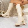 Fashion 2025 New Knee High Boots Women Square Heels Casual Winter Long Boot Shoes Ladies Designer Square Toe Zipper Fashion Knight Boots