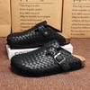Fashion Breathable Men's PU Leather Slippers Outdoor Wear Sandals Lightweight Versatile Beach Man Half Drag Quick Dry Wading Aqua Shoes