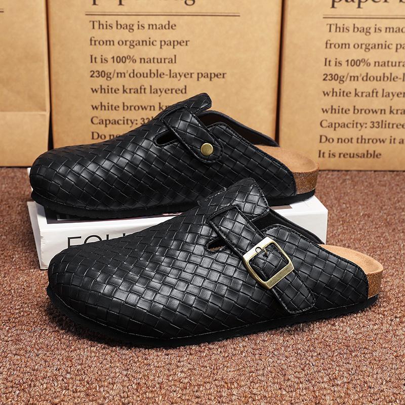 Fashion Breathable Men's PU Leather Slippers Outdoor Wear Sandals Lightweight Versatile Beach Man Half Drag Quick Dry Wading Aqua Shoes