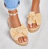 Women Bowknot Slippers 2022 Summer Casual Beach Muffin Slip On Platform Ladies Sandals Dress Party Peep Toe Female Sandals 4F