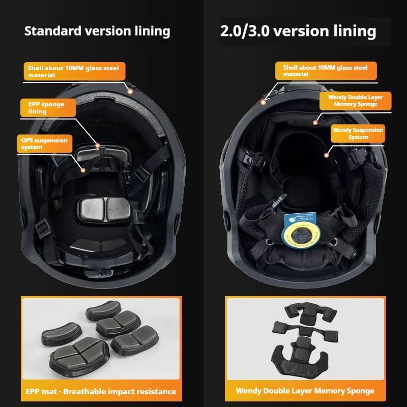 Quick MH Tactical Helmet 1.5kg Fiberglass Wendy's Suspension Pad Helmet Outdoor Activity Protection Training Safety Riot Helmet