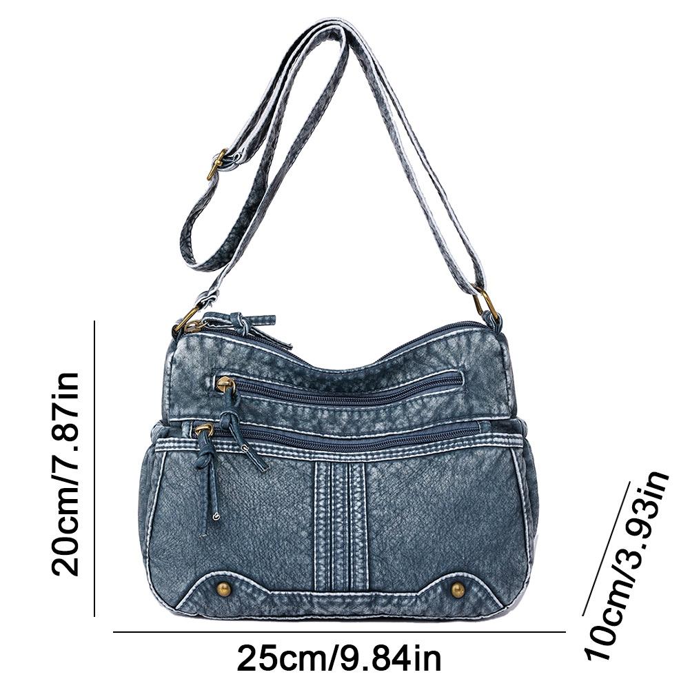 Women Messenger Bag Large Capacity Casual Satchel Bag Adjustable Strap Zipper Vintage Multi-Pockets Retro Sling Bag