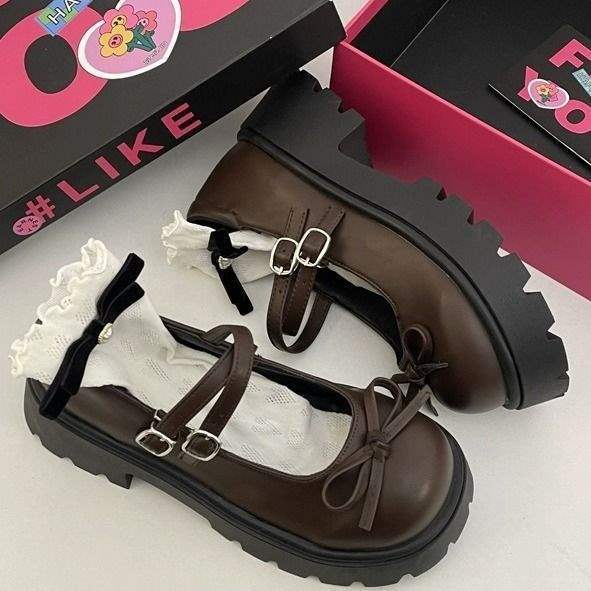 Thick-soled heightening single shoes Mary Jane shoes women's summer skirt shallow mouth small leather shoes