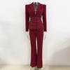 Spot 2026 Celebrity Temperament Slim Fit Two-Piece Suit with Copper Chain and Beaded Long Pants