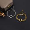 18K Gold Plated Roman Numeral Black Onyx Cuban Link Bracelet, Dainty Chunky Chain Bracelet for Women, Trendy Jewelry