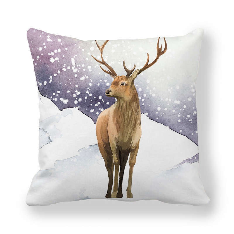 Icy And Snowy Animal Patterns Digital Printing Short Plush Pillow Covers For Car Sofa Office Cushion Cover Home Goods