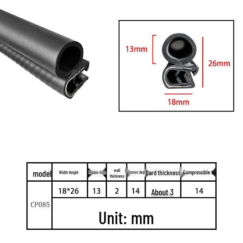 U-Shaped Rubber Steel-Backed Sealing Strip for Car Doors and Cabinets