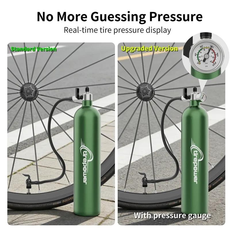 Ctrepower Tubeless Tire Air Bottle Tire Booster with Pressure Gauge & Valve Fast Inflator for MTB & Road Bicycle Vacuum Tires