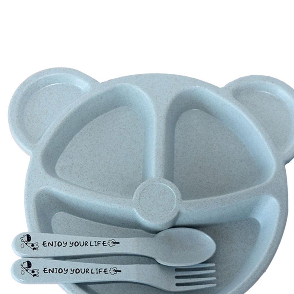 Divided Plates Set 3-Compartment Leakproof for Toddler Kids 