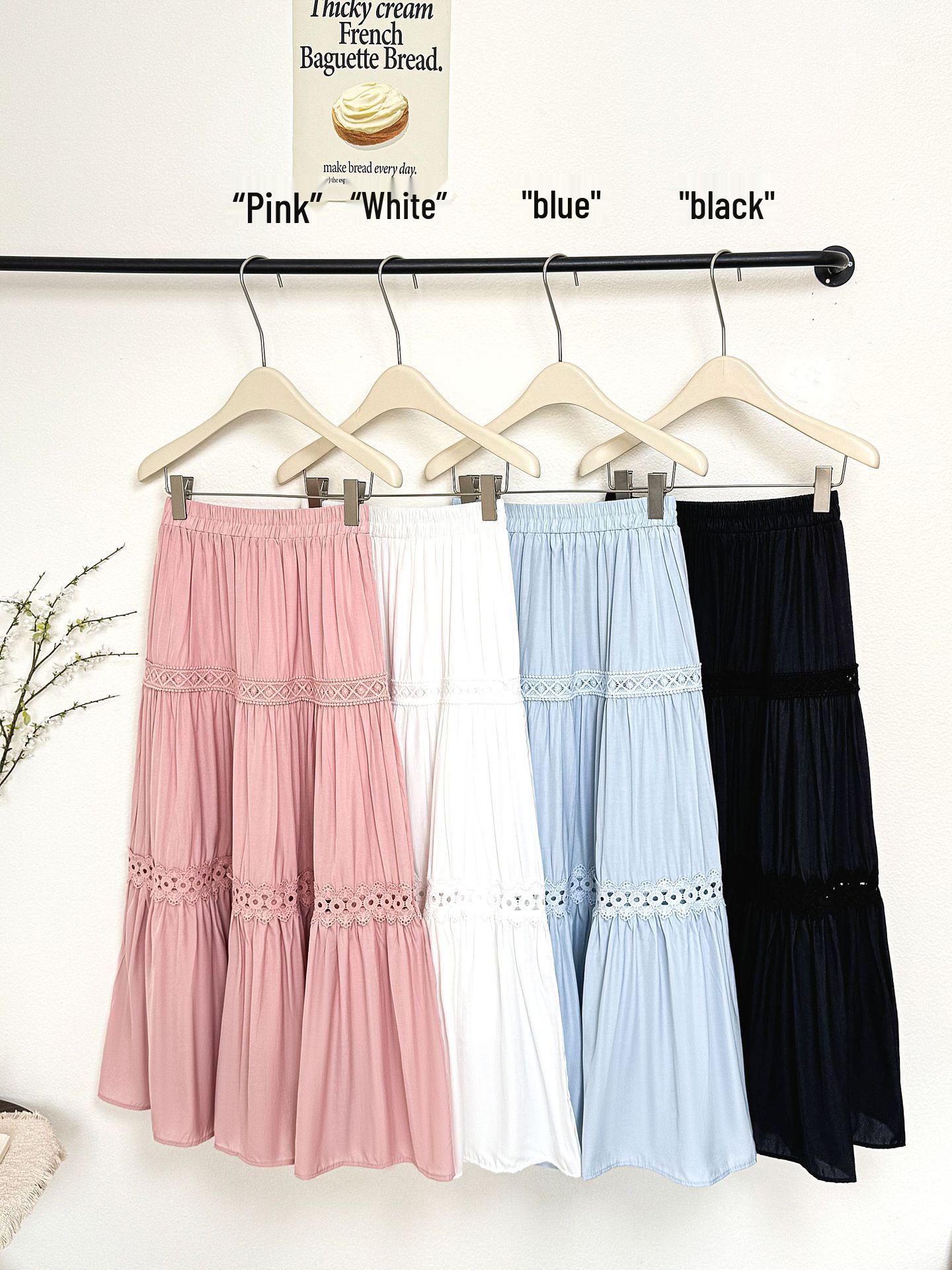 

Premium Heavy-Duty Lace Crochet Embroidery Women s White A-Line Tiered Skirt One Size рожевий