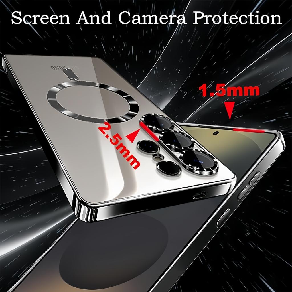 Funda Oficial Magnética de Titanio para Samsung Galaxy S26 Ultra con 1 Protector de Pantalla de Privacidad Cubierta para Cámara Brillo Metálico Lujo