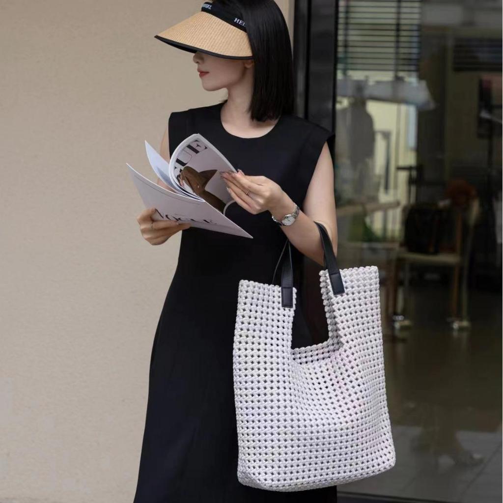 Luxury Silk Satin Tote with Windmill Knot Design - Handwoven, Hollow Niche, Large Capacity, Mother-Child Bag Available