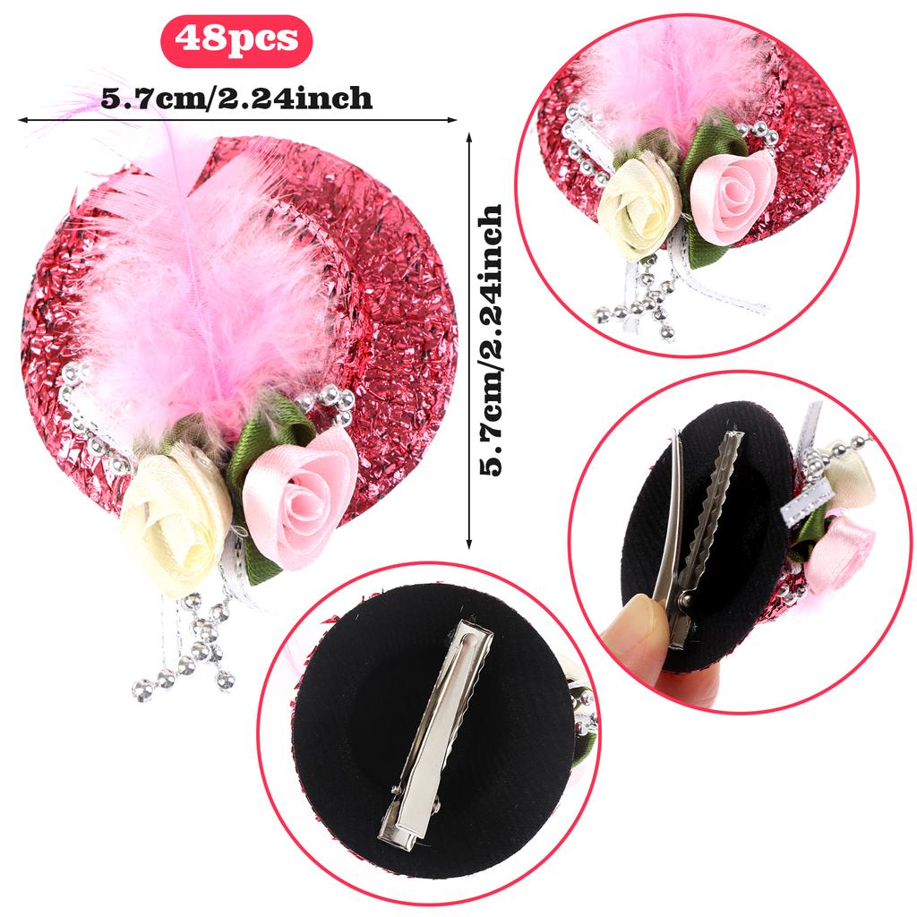 48 Stück Mini Hut Haarspange Mini Zylinder Fascinator Dekorativ
